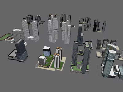 Modern Urban Building Complex With High Rise Towers And Green Spaces 3d model