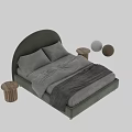 Stylish Kids Bed with Arched Headboard Green and Beige Design Matching Nightstand