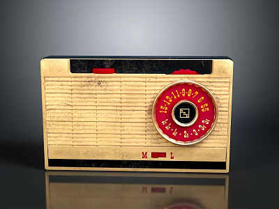 Vintage Electronic Radio With Wooden Texture Red Dial FM Function And Classic Design 3d model