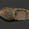 Traditional Dutch Wooden Clog With Colorful Floral Patterns And Hand Painted Artwork