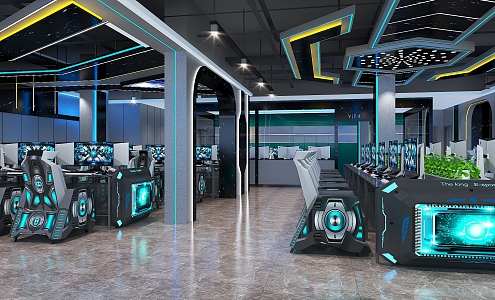 Modern Internet Cafe Shangcheng E-Sports Internet Cafe 3d model