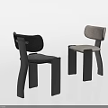 Modern Dining Chairs With Geometric Black Frame And Two Tone Upholstery