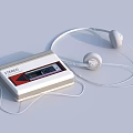 Retro Digital Portable Stereo Cassette Player With Classic Design And White Headphones