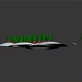 3D Scenic Design With Circular Ground Green Trees Small House People And Cloud Like Edges
