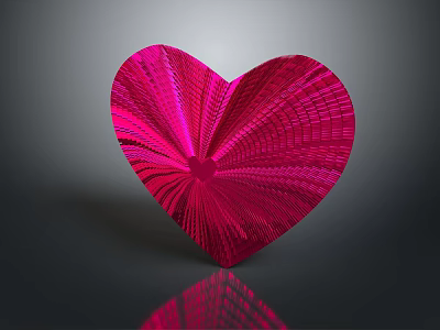 Shiny Red Heart With Radiating Pattern On Gray Background And Reflection 3d model