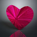Shiny Red Heart With Radiating Pattern On Gray Background And Reflection 3d model