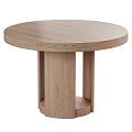 Modern Minimalist Round Wooden Dining Table and Chairs Set with Upholstered Seats and Armrests