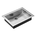 Stainless Steel Single Bowl Square Kitchen Sink with Central Drain and Flat Edge