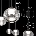 Modern Geometric Chandelier With Black Metal Frame And Hanging Spherical Glass Bulbs