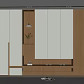 Modern Light Colored Shoe Cabinet With Sleek Design Open Shelves And Potted Plant