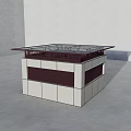 Square Architectural Component With Gray Concrete Structure Horizontal Louvers Glass Top And Metal Frame 3d model