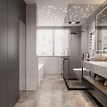 Modern Bathroom Interior Design With Glass Shower Enclosure And Backlit Mirror