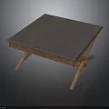 Modern Coffee Table With Gray Top And Wooden Crossed Legs Design