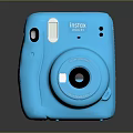 Blue Instax Mini Instant Photo Camera With Compact Design And Built In Flash 3d model