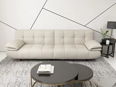 Modern living room leather two-seat sofa 3d model