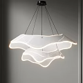 Modern White Layered Wave Shaped Chandelier With Sleek And Elegant Illuminated Curved Design