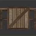 Rustic Wooden Scene Components With Chest Table Stool And Barrel