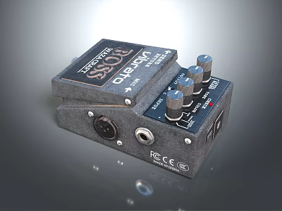 Boss Super Overdrive Effect Pedal With Control Knobs And Input Output Jacks 3d model