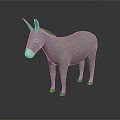 Gray Donkey 3D Model Standing On Dark Background With Reflection