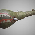 Military Weapon Featuring Shark Mouth Design Green Camouflage And Tail Fins