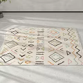 Colorful Square Carpet Featuring Geometric Diamond Triangle Patterns on Light Background 3d model