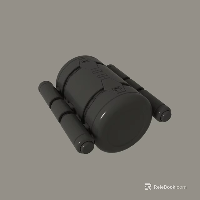 Black Cylindrical Mechanical Component With Side Extensions And Circular Base 3d model