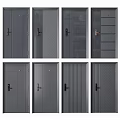Modern Gray Swing Doors With Various Panel Patterns And Handle Designs For Home 3d model