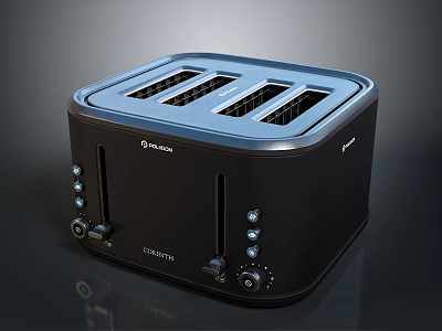 Cuisinart 4 Slice Black Toaster With Modern Design Control Buttons And Knobs 3d model