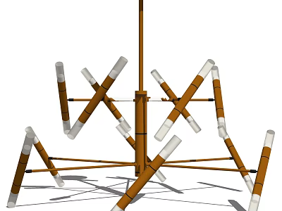 Modern Stylish Chandelier With Crossed Brown White Rods And Contemporary Design 3d model