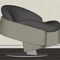 Sleek Modern Leisure Chair With Gray Beige Upholstery And Swivel Metal Base