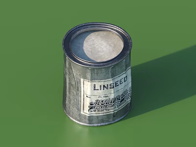 Industrial Equipment Linseed Oil Storage Can With Pure Label On Green Background 3d model