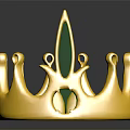 Ornate Golden Crown Fashion Accessory With Green Gemstones And Spiked Design