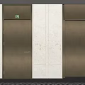 Modern Elevator Lobby With Metallic Doors Stone Walls And Geometric Floor 3d model