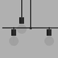 Modern Three Pendant Lights with Black Base Transparent Glass Shade and Filament Bulbs