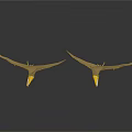 Two Yellow 3D Geometric Pterodactyl Models Against Grey Background With Reflection 3d model