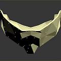 Golden Geometric Mask With Reflective Metallic Surface On Dark Background 3d model