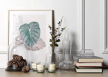 Modern Ornaments Combination Vase Plant Candle Pine Cone Ornaments 3d model