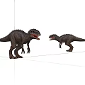 Two Gray Dinosaurs Standing And Facing Each Other On White Background 3d model