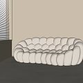 Elegant Modern White Curved Two-Seater Sofa With Rounded Bubble Design For Living Room