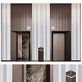 Modern Elevator Design With Bronze Doors Vertical Striped Walls And Floor Number 07 In Luxury Lobby