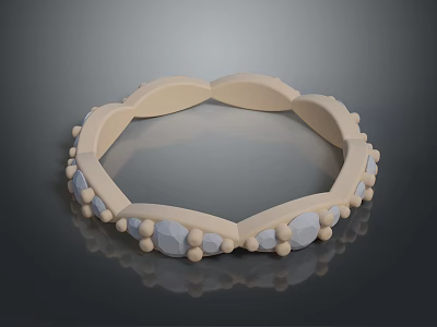 Beige Interlinked Bracelet with Geometric Shapes and Small Dots Modern Accessory Design 3d model