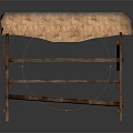 Rustic Wooden Table With Cloth Cover And Lower Shelf For Home Decor