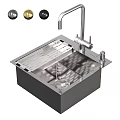 Stainless Steel Double Bowl Kitchen Sink With Folding Drying Rack And Faucet