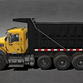 Yellow Heavy Duty Dump Truck With Black Bed And Large Wheels