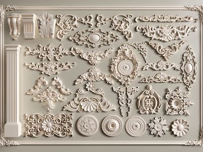 European-style carved plaster carved round corner flower model