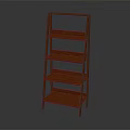 Red Multi Tiered Garden Decor Shelf With Open Design And Wooden Structure For Plants
