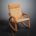 Modern Leisure Chair With Wooden Frame Light Colored Cushion And Rocking Design