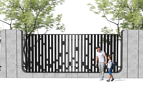 Modern Fence Wall Landscape Wall 3d model