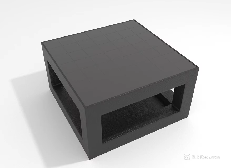 Black Square Coffee Table With Modern Minimalist Geometric Design And Open Storage 3d model 