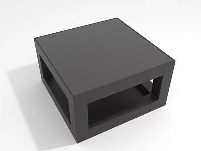 Black Square Coffee Table With Modern Minimalist Geometric Design And Open Storage 3d model